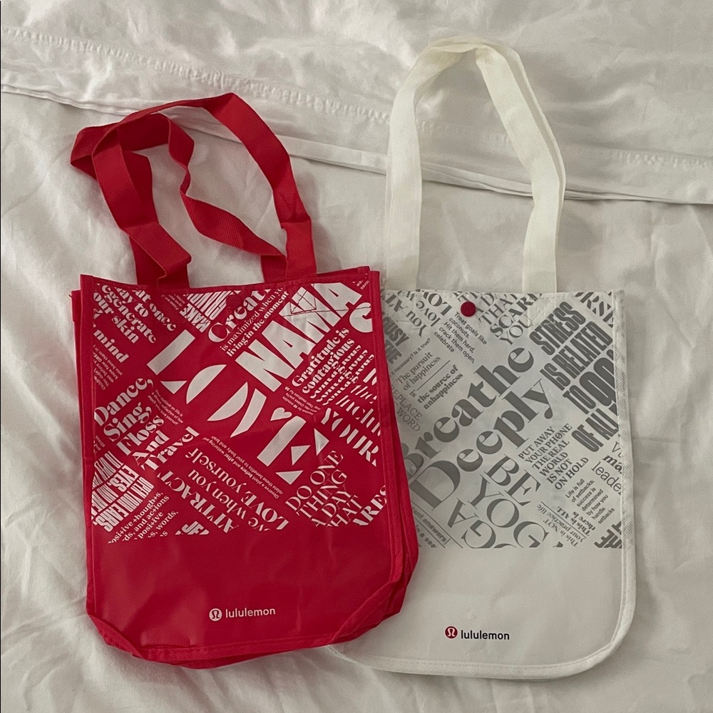 Lululemon Red and White Tote Duo